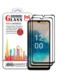 Buy 2 Pack For Moto G22 Screen Protector Tempered Glass Full Glue Back Black Side in UAE