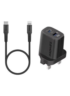 Buy Dual Port AC Charger 25W With Type-C To Lightning Cable 1.2M Black in Saudi Arabia