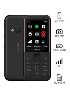 اشتري هاتف 5310 ثنائي الشريحة، بذاكرة رام سعة 8 ميجابايت وذاكرة داخلية سعة 16 ميجابايت، يدعم تقنية 2G، لون أسود/ أحمر في مصر
