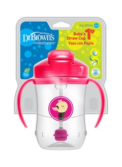 اشتري Baby's First Straw Cup With Handles, 9 oz/270 ml, 6+ Months, Pack of 1 - Pink Deco في السعودية