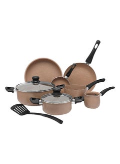 اشتري 10-Piece Cookware Set Beige/Black في السعودية