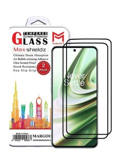 Buy 2 Pack For OnePlus 10R Screen Protector Tempered Glass Full Glue Back Clear in UAE