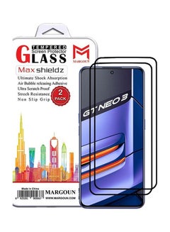 اشتري 2 Pack For Realme GT Neo 3 150W Screen Protector Tempered Glass Full Glue Back Clear في الامارات