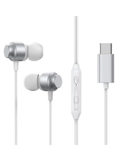 اشتري In-Ear Type C Headphones Wired Earphones With Microphone USB-C Earbuds Sound Noise Isolating Compatible New iPad, iPad Pro, Samsung Galaxy, iPad Air Etc 1.2M White في الامارات