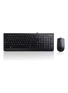 Buy Lenovo 300 USB Combo, Full-Size Wired Keyboard & Mouse, Ergonomic, Left or Right Hand Mouse, Optical Mouse, GX30M39606, Black in Egypt