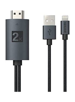Buy Braided 2k Hdmi Lightning Cable 2M Hdmi Video Cable Compatible With iPhone Lightning Devices Plug And Play Lightning To Hdmi/Hdtv Av Tv Cable Adapter Black in UAE