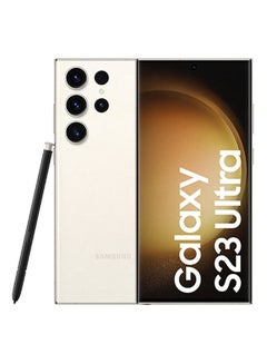 اشتري هاتف Galaxy S23 Ultra 5G بشريحتي اتصال باللون الكريمي وذاكرة وصول عشوائي (RAM) سعة 12 جيجابايت ومساحة تخزين داخلية 256 جيجابايت - إصدار عالمي في مصر