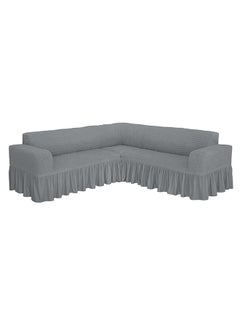 Buy Six Seater Stretchable Sofa Cover Set Grey 5.8meter in UAE