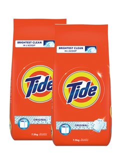 Buy Semi Automatic Laundry Detergent Powder Original Scent Pack of 2 White 7.5kg in Saudi Arabia