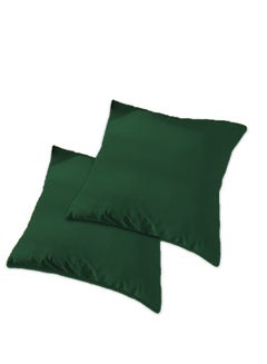 Buy 2 Piece Square Velvet Soft Cushion Set Dark Green in Saudi Arabia