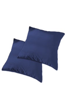 Buy 2 Piece Square Velvet Soft Cushion Set Dark Blue in Saudi Arabia