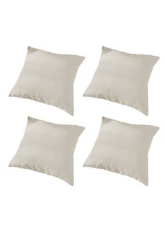 Buy 4 Piece Square Velvet Soft Cushion Set Ivory in Saudi Arabia