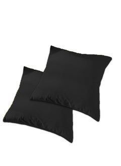 Buy 2 Piece Square Velvet Soft Cushion Set Black in Saudi Arabia
