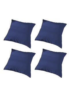 Buy 4 Piece Square Velvet Soft Cushion Set Dark Blue in Saudi Arabia