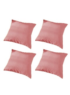 Buy 4 Piece Square Velvet Soft Cushion Set Light Pink in Saudi Arabia