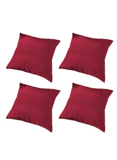 Buy 4 Piece Square Velvet Soft Cushion Set Burgundy in Saudi Arabia