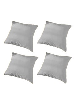 Buy 4 Piece Square Velvet Soft Cushion Set Grey in Saudi Arabia