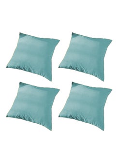 Buy 4 Piece Square Velvet Soft Cushion Set Turquoise in Saudi Arabia