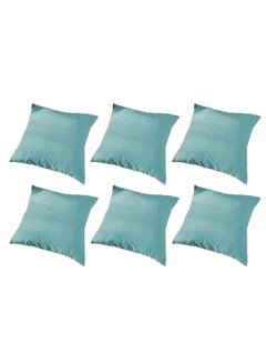 Buy 6 Piece Square Velvet Soft Cushion Set Turquoise in Saudi Arabia