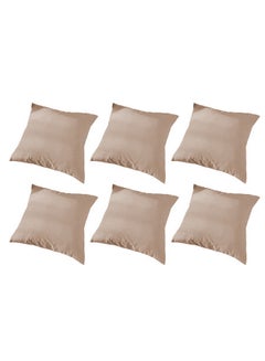 Buy 6 Piece Square Velvet Soft Cushion Set Beige in Saudi Arabia