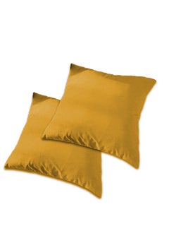 Buy 2 Piece Square Velvet Soft Cushion Set Gold in Saudi Arabia