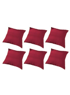 Buy 6 Piece Square Velvet Soft Cushion Set Burgundy in Saudi Arabia
