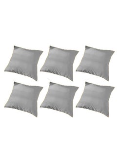 Buy 6 Piece Square Velvet Soft Cushion Set Grey 45x45cm in Saudi Arabia