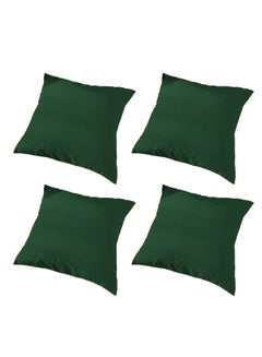 Buy 4 Piece Square Velvet Soft Cushion Set Dark Green in Saudi Arabia