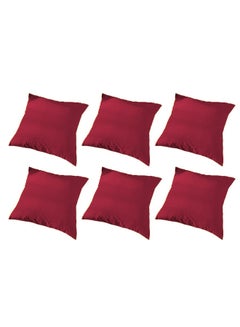 Buy 6 Piece Square Velvet Soft Cushion Set Burgundy 45x45cm in Saudi Arabia