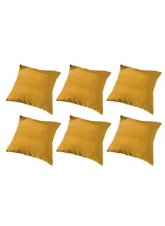 Buy 6 Piece Square Velvet Soft Cushion Set Gold 45x45cm in Saudi Arabia