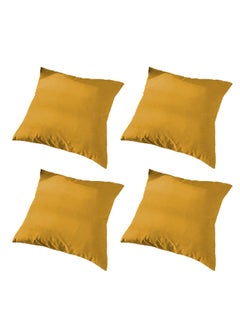 Buy 4 Piece Square Velvet Soft Cushion Set Gold in Saudi Arabia