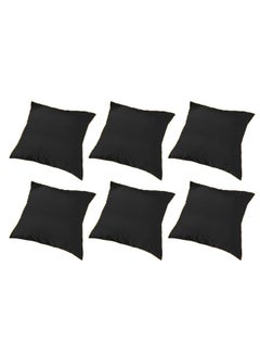Buy 6 Piece Square Velvet Soft Cushion Set Black in Saudi Arabia