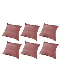 Buy 6 Piece Square Velvet Soft Cushion Set Dark Pink in Saudi Arabia