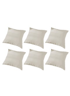 Buy 6 Piece Square Velvet Soft Cushion Set Ivory 45x45cm in Saudi Arabia