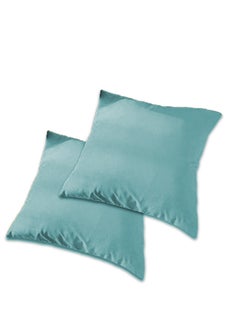 Buy 2 Piece Square Velvet Soft Cushion Set Turquoise 65x65cm in Saudi Arabia