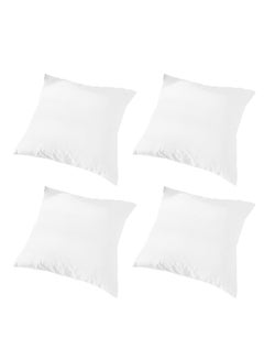 Buy 4 Piece Square Velvet Soft Cushion Set White in Saudi Arabia