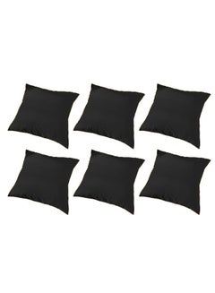 Buy 6 Piece Square Velvet Soft Cushion Set Black 65x65cm in Saudi Arabia