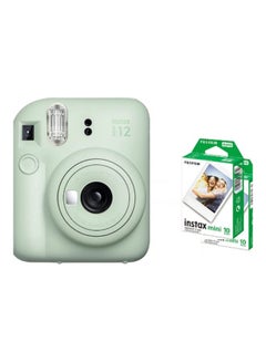 Buy Instax Mini 12 Instant Film Camera Mint Green With Pack Of 20 Films in UAE