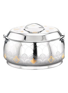 Buy Food-Grade Hot And Cold Hotpot With Double Wall Vacuum Insulation| Firm Twist Lock To Keep Food Fresh For Long| Elegant And Unique Design Perfect For Rice Roti Curry| Silver and Golden Silver 5000ml in UAE