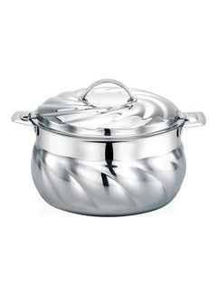 Buy Food-Grade Hot And Cold Hotpot With Double Wall Vacuum Insulation| Firm Twist Lock To Keep Food Fresh For Long| Elegant And Unique Design Perfect For Rice Roti Curry| Silver Silver 5000ml in UAE