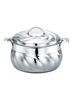 Buy Food-Grade Hot And Cold Hotpot With Double Wall Vacuum Insulation| Firm Twist Lock To Keep Food Fresh For Long| Elegant And Unique Design Perfect For Rice Roti Curry| Silver Silver 2500ml in UAE