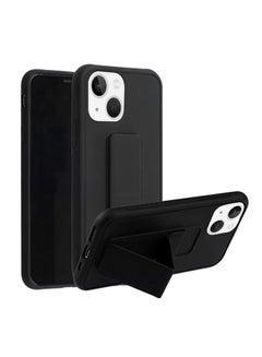 Buy Hand Grip Foldable Magnetic Kickstand Wrist Strap Finger Grip Case Cover For Apple iPhone 14 6.1 inch Black in Saudi Arabia