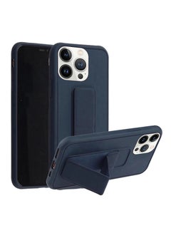 اشتري Hand Grip Foldable Magnetic Kickstand Wrist Strap Finger Grip Case Cover For Apple iPhone 14 Pro Max 6.7 inch Dark Blue في السعودية