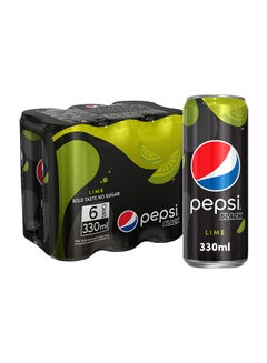 اشتري Zero Lime Flavor No Sugar Carbonated Soft Drink Can Lime Yellow 330.0ml Pack of 6 في الامارات