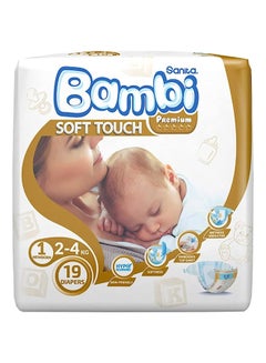 Buy Baby Diapers, Size 1, 2 - 4 Kg, 19 Count Soft Touch Premium Newborn, Regular Pack, Thinner And More Absorbent in UAE