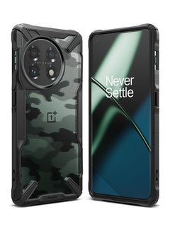 Buy Fusion-X Compatible with OnePlus 11 5G Case Cover Transparent Hard Back Soft Flexible TPU Bumper Shockproof Protection Cover Camo Black in UAE