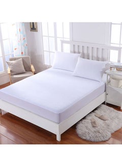 اشتري Mattress Protector of Soft Cotton With Rubber Edges Waterproof Microfiber White 200x200cm في السعودية