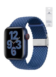 Buy Nylon Solo Loop Strap Compatible With Apple Watch 42/44/45/49mm SE /Series 7/6/5/4/3/2/1 Blue in Saudi Arabia