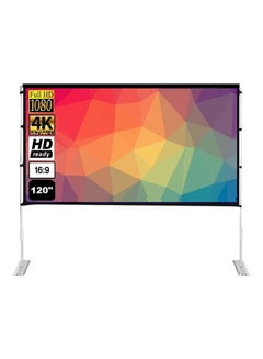 اشتري Projector Screen With Stand 120 Inch Portable Indoor Outdoor Projection Screen 16:9 Hd 4K Stand Legs And Carry Bag UNV-WO-SCR-14 White في الامارات