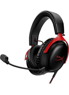 اشتري Cloud III Wired Gaming Headset, For PC / PS5 / PS4 / Xbox Series, Angled 53mm Drivers, Noise Cancelling, With LED Mic Mute Indicator, 10Hz-21kHz Frequency Response, Black/Red | 727A9AA في الامارات